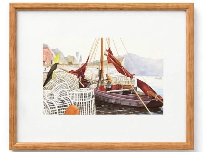Set of 4 vintage Framed Nautical Fishing Prints - Framed & Mounted