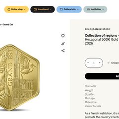 France 500 Euro Gold (.9999) Brilliant Uncirculated Coin 2026 - Grand Est - Collection of regions