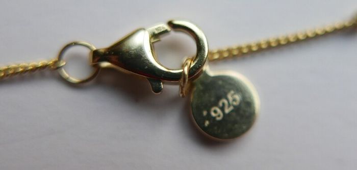 Vintage Sterling Silver 925 Gold Plated Moon Pendant Necklace length 20" - 6,1g