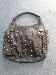 Large ink blue leather bag