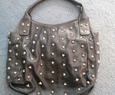 Large ink blue leather bag