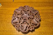 Vintage Handcarved Wooden Teapot Holder Trivet Brown Floral Hand carved Wooden Pot Stand