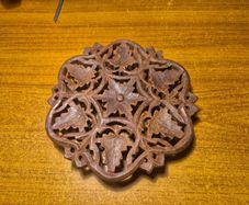 Vintage Handcarved Wooden Teapot Holder Trivet Brown Floral Hand carved Wooden Pot Stand