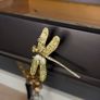 Black & Gold Dragonfly Console Table with Drawer Image 3