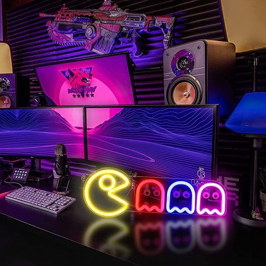 Neon Signs Specter LED Lights Sign Gamer Room Retro Arcade Decor 17x5.9 with USB/Switch Ghost Neon Kids Lights Hang up for Gaming Zone Man Cave