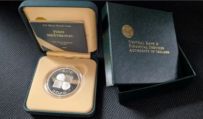 Fifteen Euro Silver Proof Ivan Mestrovic - The Famous Irish "woman With Harp" Coin 2007.