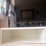 White TV Unit with Wooden Legs Image 3