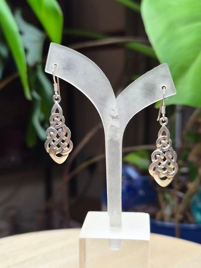 Sterling Silver 925 Celtic Knotwork Openwork Drop Earrings 4.5g