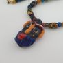 Vintage Venetian Style MultiColor Glass & Old Face Glass Pendant Necklace Image 6