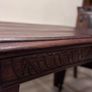 French Renaissance Revival Carved Oak Dining Set w/ 4 Leather Chairs Image 4