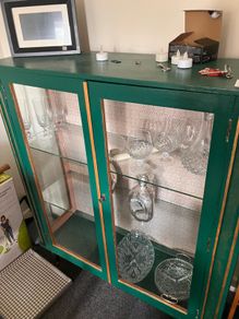 Glass Cabinet with lock and key and CD Shelf