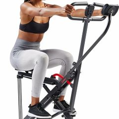 Smart Row-N-Ride Squat Machine  Foldable Upright Trainer, Full-Body Workout for Glutes Quads Core, Adjustable Resistance Bands, Bluetooth & Free SunnyFit App, 150 KG Capacity