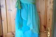 Size 6-8 Aquamarine Green Silk Layered Dress
