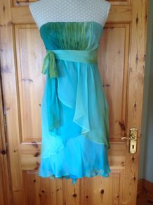 Size 6-8 Aquamarine Green Silk Layered Dress