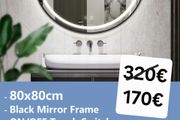 LED Bathroom Mirror 80cm Round Antifog Demister Black Frame