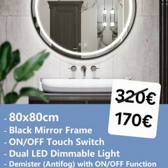 LED Bathroom Mirror Black Frame Antifog