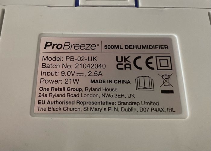 Pro Breeze 500ml Mini Dehumidifier (PB-02-UK)