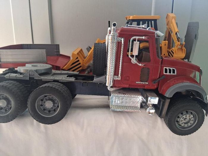 Bruder Mack Granite Truck with Low Loader & Digger