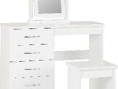 White gloss dressing table with stool and mirror