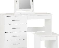 White gloss dressing table with stool and mirror