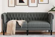 Chesterfield Sofa Other Dark grey 182.5 x 74.5 x 74.5 cm Fabric