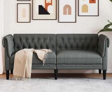 Chesterfield Sofa Other Dark grey 182.5 x 74.5 x 74.5 cm Fabric