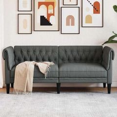 Chesterfield Sofa Other Dark grey 182.5 x 74.5 x 74.5 cm Fabric