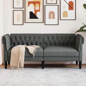 Chesterfield Sofa Other Dark grey 182.5 x 74.5 x 74.5 cm Fabric