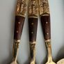 Vintage Thai Nickel Bronze & Rosewood 7-Piece Dessert Serving Set - 6 Spoons & Fork Image 3