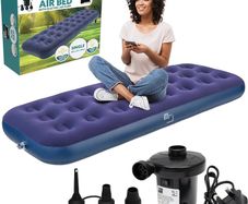 NEW SALE | Cube Single Airbed, Air Bed with Pump | Single Air Bed, Air Mattress, Inflatable Mattress, Single Blow Up Mattress, Camping Mattress, Blow Up Bed, Airbed, Air Bed Single Adult & Kids, AC Pump