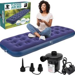 NEW SALE | Cube Single Airbed, Air Bed with Pump | Single Air Bed, Air Mattress, Inflatable Mattress, Single Blow Up Mattress, Camping Mattress, Blow Up Bed, Airbed, Air Bed Single Adult & Kids, AC Pump