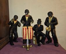 Mid Century Hand Painted Jazz Band Statues