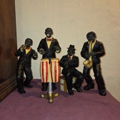 Mid Century Hand Painted Jazz Band Statues