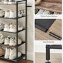 NEW SALE | 5-Tier Shoe Rack, Metal Shoe Shelf, Oxford Fabric Shelves, for 20-25 Pairs of Shoes, 29 x 89 x 92.5 cm, 4 Hooks, Open Shoe Cabinet for Hallway Bedroom, Rustic Brown and Black Image 3