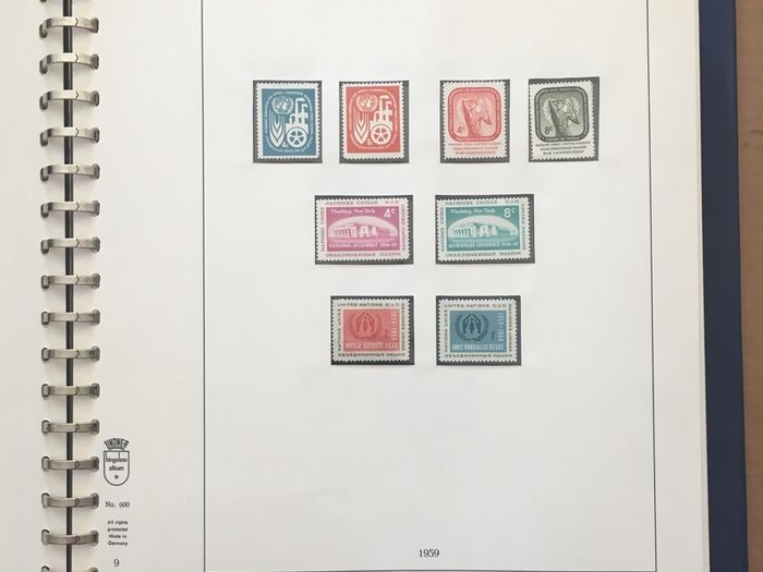 1951-1980s United Nations Stamp Collection Mint Never Hinged (MNH) in Lindner Pages housed in album (60 images showing contents)