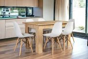 Nordic Oak Table &amp; 6 White Chairs