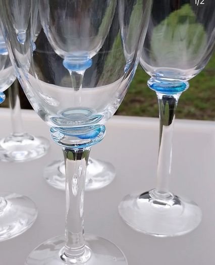 Wine Glasses  -12 Unique Hand Blown