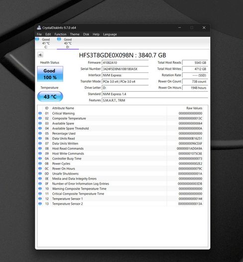 SK Hynix Solid State Drive SSD 3.84TB NVMe PCIe