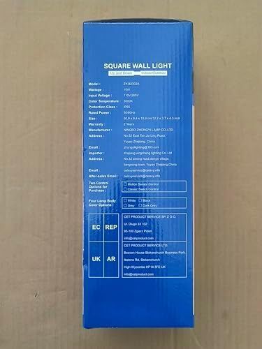 Outdoor Wall Lights Mains Powered Outside Up Down Lights, IP65 Waterproof LED Porch Front Door Light, Square GU10 External Modern Lighting Exterior Sconce Lamp for House, Anthracite Grey