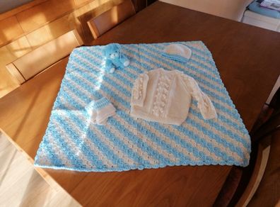Baby Boy REDUCED Hand Knit Gift Set