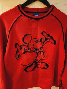 RARE Disney Mickey Mouse Vintage Sweatshirt Raised Sketch Pattern 100% Cotton