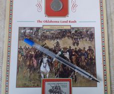 U.S.A. Mint Stamps : Buffalo Nickel Stamp And Coin Panel , " The Oklahoma Land Rush "