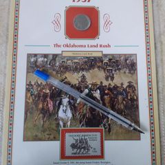 U.S.A. Mint Stamps : Buffalo Nickel Stamp And Coin Panel , " The Oklahoma Land Rush "