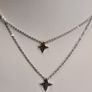 Tipperary Crystal Double Layer Star Necklace Silver Rose Gold Two Tone Signed Image 2