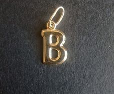 Solid 14 carat gold initial letter B charm pendant