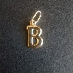 Solid 14 carat gold initial letter B charm pendant