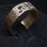 Vintage 9ct Gold Sapphire Ruby Diamond Textured Ring Size 54 Image 3