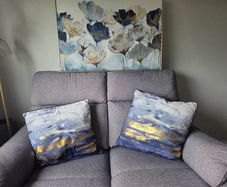 canvas picture and cushions