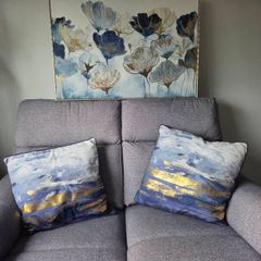 canvas picture and cushions