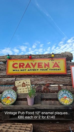 Vintage Stained glass style Pub Food enamel sign..